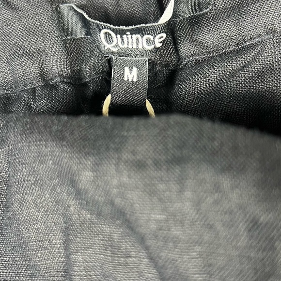 Quince Jumpsuit Womens Medium Black European Linen Square Neck Minimalist Sleek - Picture 10 of 13